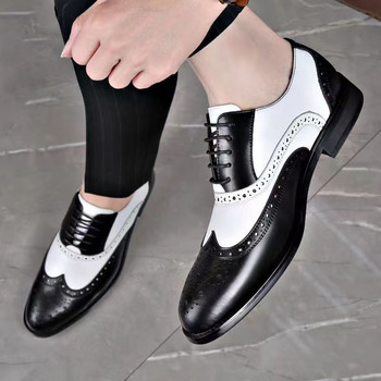 Мъжки обувки Brogue Издълбани големи размери Младежки мъжки бизнес официални кожени обувки Дизайнерски обувки Мъжки