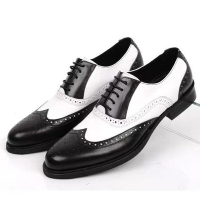 Pantofi bărbați Brogue sculptat mărime mare blocare de culoare Tineret bărbați business formali pantofi din piele pantofi de designer bărbați