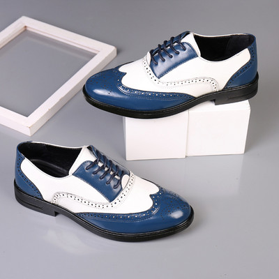 Pantofi bărbați Brogue sculptat mărime mare blocare de culoare Tineret bărbați business formali pantofi din piele pantofi de designer bărbați