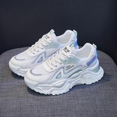 Pantofi de damă 2022, de primăvară, de lux, cu plasă, pantofi sport respirabili, albi, pantofi vulcanizati pentru alergare cu platformă