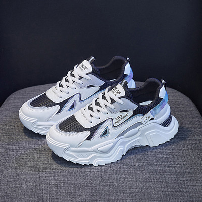 Pantofi de damă 2022, de primăvară, de lux, cu plasă, pantofi sport respirabili, albi, pantofi vulcanizati pentru alergare cu platformă