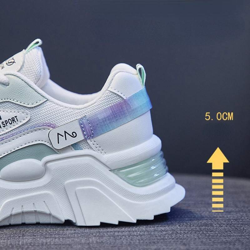 Pantofi de damă 2022, de primăvară, de lux, cu plasă, pantofi sport respirabili, albi, pantofi vulcanizati pentru alergare cu platformă