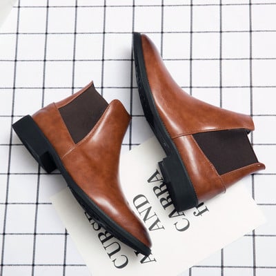 Zimske čizme Muške crne klasične čizme s patentnim zatvaračem Chelsea čizme Gležnjače Na špic Niska peta Debeli potplat Poslovne čizme Vel. 37-45 novo