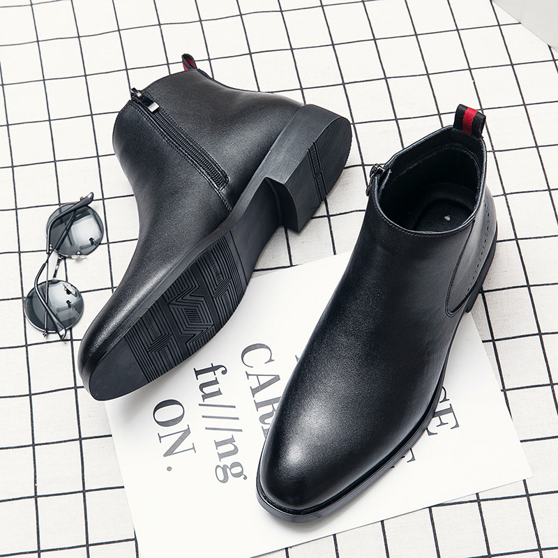 Zimske čizme Muške crne klasične čizme s patentnim zatvaračem Chelsea čizme Gležnjače Na špic Niska peta Debeli potplat Poslovne čizme Vel. 37-45 novo