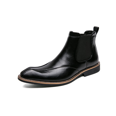 Chelsea Boots For Man Brown Slip on Vintage Winter Boots Ankle κοντά δερμάτινα επαγγελματικά παπούτσια