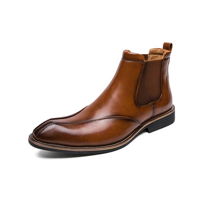 Chelsea Boots For Man Brown Slip on Vintage Winter Boots Ankle κοντά δερμάτινα επαγγελματικά παπούτσια