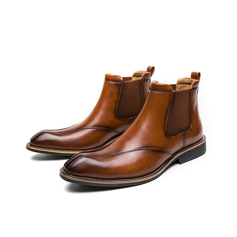 Chelsea Boots For Man Brown Slip on Vintage Winter Boots Ankle κοντά δερμάτινα επαγγελματικά παπούτσια