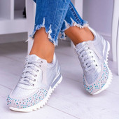 Pantofi pentru femei 2020, la modă, cu imprimeu de șarpe, pantofi casual pentru femei, pantofi sport pentru exterior, cu platformă de cristal strălucitor, pantofi vulcanizați pentru femei