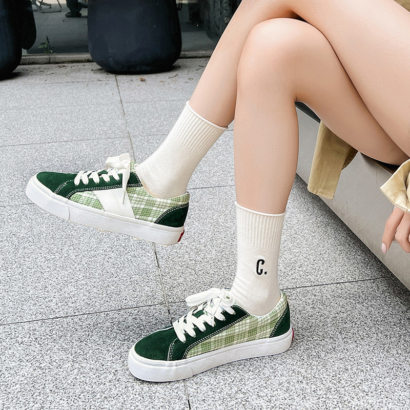 Pantofi de pânză în carouri mozabile de modă Pantofi de damă cu șireturi Pantofi de sport ocazional în aer liber pentru bărbați Pantofi de bord respirabili pentru cupluri