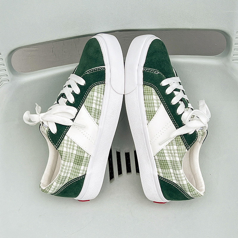 Pantofi de pânză în carouri mozabile de modă Pantofi de damă cu șireturi Pantofi de sport ocazional în aer liber pentru bărbați Pantofi de bord respirabili pentru cupluri