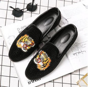 Pantofi de rochie de marcă de lux, pantofi de nuntă pentru bărbați, pantofi cu tigru brodate cu strasuri, pantofi cu serpentine