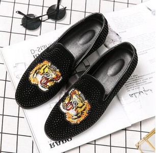 Pantofi de rochie de marcă de lux, pantofi de nuntă pentru bărbați, pantofi cu tigru brodate cu strasuri, pantofi cu serpentine