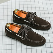 Kožne muške mokasine na vezanje Ležerna obuća za muškarce Mokasine velika veličina 38-48