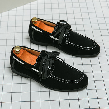 Велурени кожени мъжки мокасини Ежедневни обувки с връзки за мъже Мокасини Плюс размер 38-48