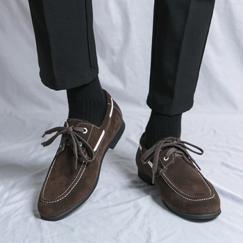 Велурени кожени мъжки мокасини Ежедневни обувки с връзки за мъже Мокасини Плюс размер 38-48