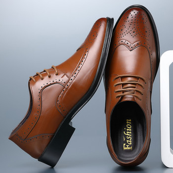 Ръчно изработени мъжки обувки Оксфорд Обувки с броги Класически бизнес официални обувки Мъжки сватбени обувки