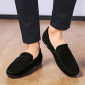 Loveontop Mocasini pentru bărbați Mocasini moale din piele de căprioară, lucrați manual, Mocasini casual, pantofi moi, marimi mari