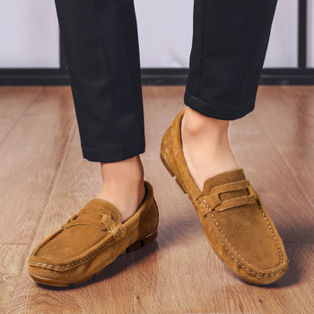 Loveontop Men Loafers Soft Slip On Handmade Suede Leather Casual Moccasins Slip on Soft Shoes Plus Size