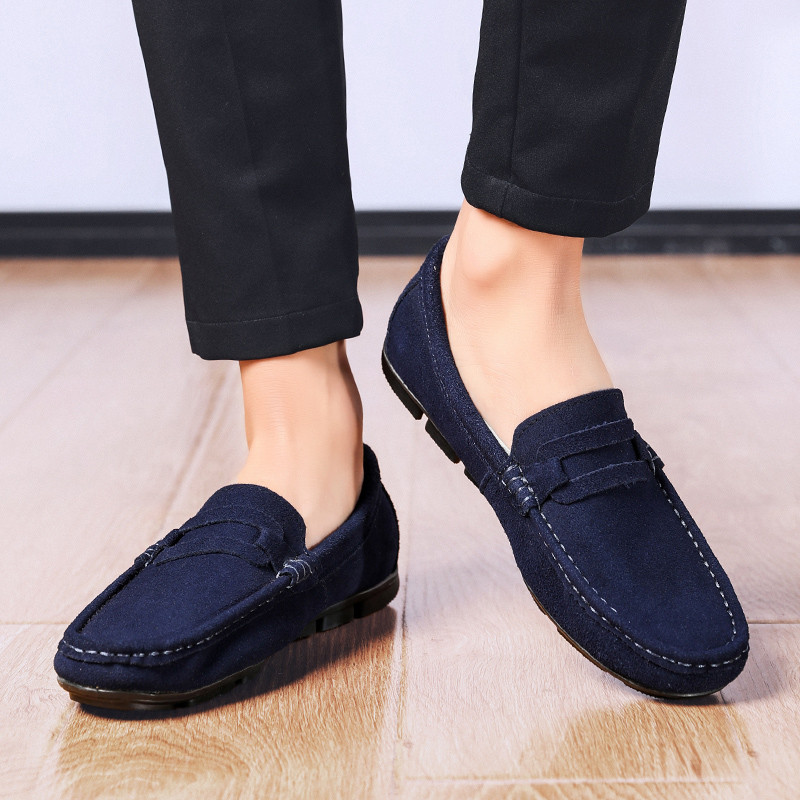 Loveontop Mocasini pentru bărbați Mocasini moale din piele de căprioară, lucrați manual, Mocasini casual, pantofi moi, marimi mari