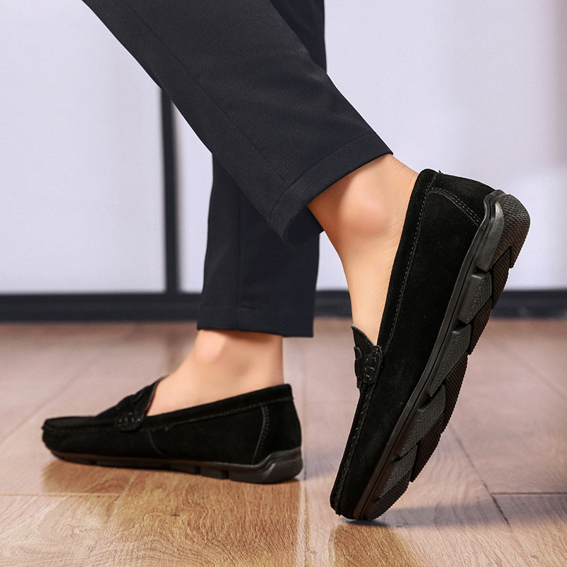 Loveontop Mocasini pentru bărbați Mocasini moale din piele de căprioară, lucrați manual, Mocasini casual, pantofi moi, marimi mari