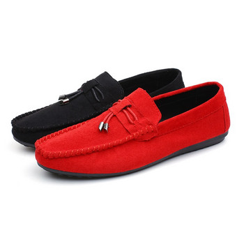Ανδρικά casual παπούτσια Μόδα ανδρικά παπούτσια Suede μαλακά ανδρικά Loafers Leisure Μοκασίνια Slip On Ανδρικά παπούτσια οδήγησης Μαύρο κόκκινο ανδρικό τεμπέλικο παπούτσι