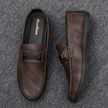 2023 Νέα Ανδρικά Παπούτσια Casual Luxury Επώνυμα Δερμάτινα Ιταλικά Ανδρικά Loafers Μοκασίνια Slip on Ανδρικά παπούτσια οδήγησης Μαύρα καφέ