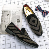 Ανδρικά παπούτσια Casual Suede Δερμάτινα Μοκασίνια Ανδρικά Loafers Flats Ανδρικά παπούτσια με στρας #29613 Μεγέθη ΕΕ 38-47