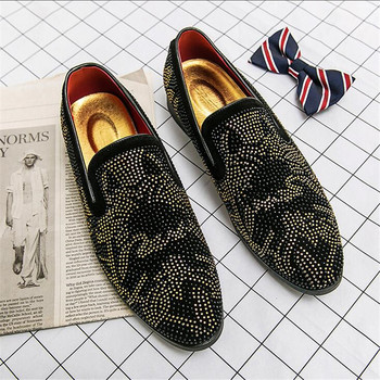 Ανδρικά παπούτσια Casual Suede Δερμάτινα Μοκασίνια Ανδρικά Loafers Flats Ανδρικά παπούτσια με στρας #29613 Μεγέθη ΕΕ 38-47