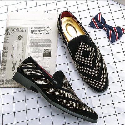 Ανδρικά παπούτσια Casual Suede Δερμάτινα Μοκασίνια Ανδρικά Loafers Flats Ανδρικά παπούτσια με στρας #29613 Μεγέθη ΕΕ 38-47