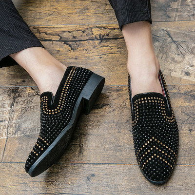 Ανδρικά παπούτσια Casual Suede Δερμάτινα Μοκασίνια Ανδρικά Loafers Flats Ανδρικά παπούτσια με στρας #29613 Μεγέθη ΕΕ 38-47