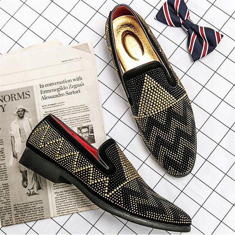 Ανδρικά παπούτσια Casual Suede Δερμάτινα Μοκασίνια Ανδρικά Loafers Flats Ανδρικά παπούτσια με στρας #29613 Μεγέθη ΕΕ 38-47