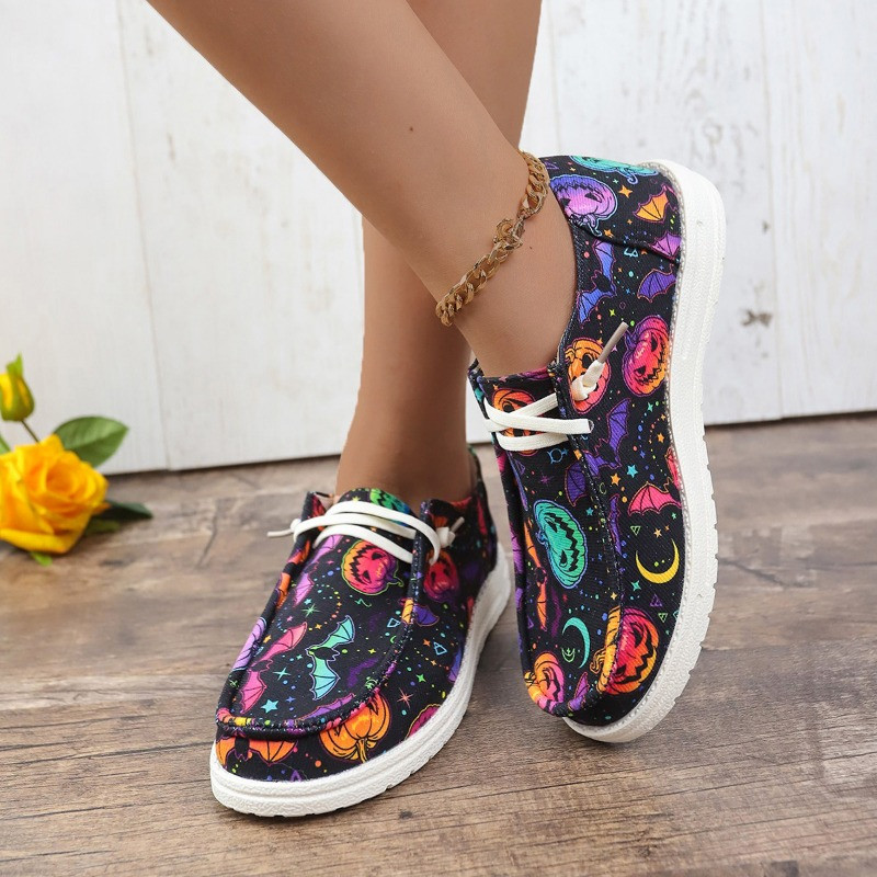 Ženske cipele od bundeve Niske cipele na vezanje i ravne udobne cipele Lagane vanjske cipele za Noć vještica