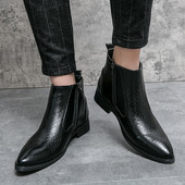 Nove Chelsea čizme, muške crno-smeđe poslovne, ručno izrađene kožne čizme na špic, muške modne gležnjače s patentnim zatvaračem, besplatna dostava, muške čizme