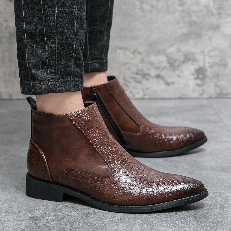 Nove Chelsea čizme, muške crno-smeđe poslovne, ručno izrađene kožne čizme na špic, muške modne gležnjače s patentnim zatvaračem, besplatna dostava, muške čizme