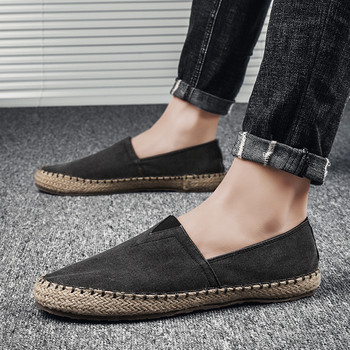 Ανδρικά ίσια παπούτσια από καμβά Hemp Lazy Flats για άντρες Υψηλής ποιότητας παπούτσια εσπαντρίγιες μοκασίνια Ανδρικά παπούτσια οδήγησης Loafers νέα 2023