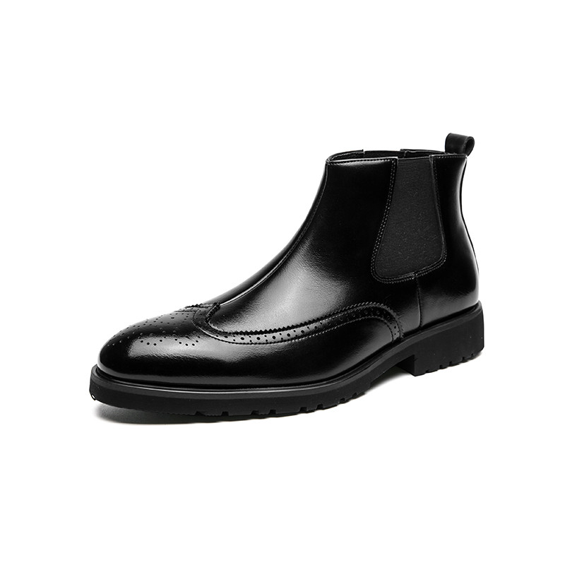 Cizme elegante din piele pentru bărbați Cizme chelsea britanice cu vârf ascuțit pentru bărbați pantofi de lux de designer de afaceri Botine sculptate manual