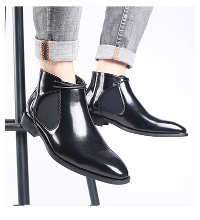 Ανδρικές κοντές μπότες μόδας Vintage Κλασικές μπότες Chelsea Ανδρικές μπότες αστράγαλο Ανδρικά δερμάτινα παπούτσια ίσια μεγέθη συν