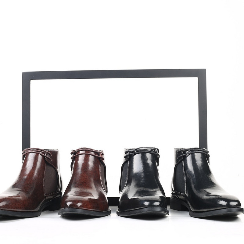 Ανδρικές κοντές μπότες μόδας Vintage Κλασικές μπότες Chelsea Ανδρικές μπότες αστράγαλο Ανδρικά δερμάτινα παπούτσια ίσια μεγέθη συν