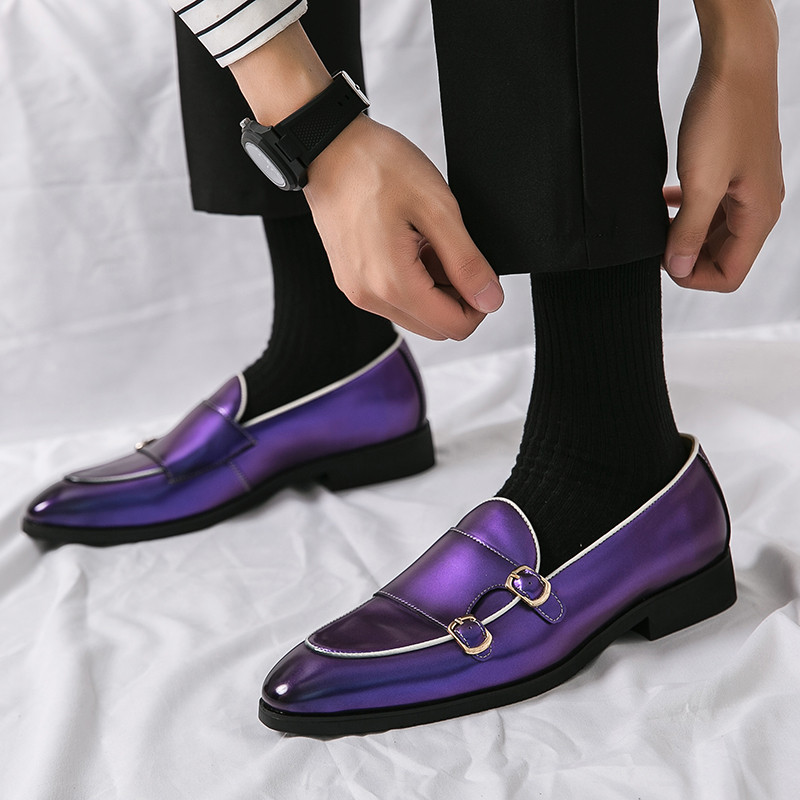 Designer de lux Special Verde Mov Negru Pantofi cu curele de călugăr pentru bărbați rochie de bal de nuntă formală de acasă Sapatos Tenis Masculino