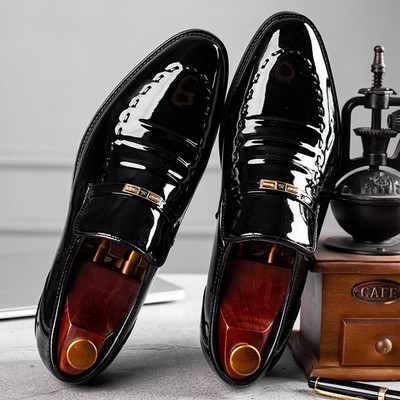 Lakirane muške cipele natikače Oxfordice za muške vjenčanja Uredske radne cipele velikih veličina Klasične poslovne ležerne modne cipele