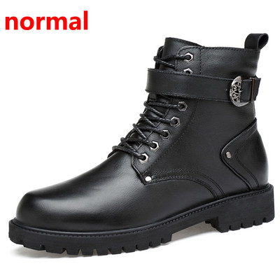 Muške Chelsea čizme, gležnjače, tople kožne cipele za lift, visoki uložak, visina 6 cm, zimske, vanjske, muške, velika veličina 35-46