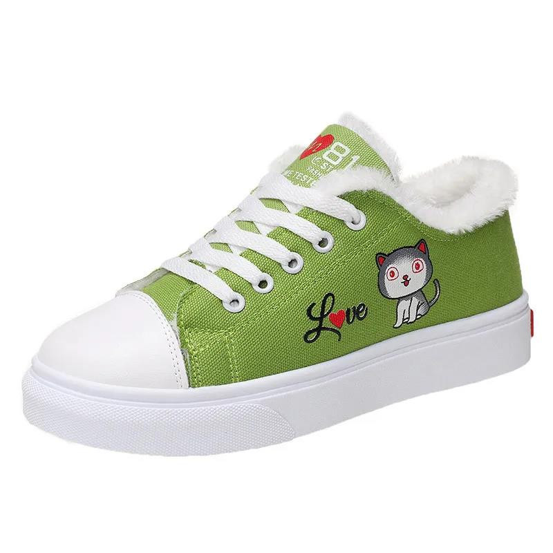 Pantofi de pânză de catifea plat Plus 2024, toamnă iarnă, cu platformă, pantofi calduri din bumbac, pentru femei, cu desene animate, pantofi ocazionali