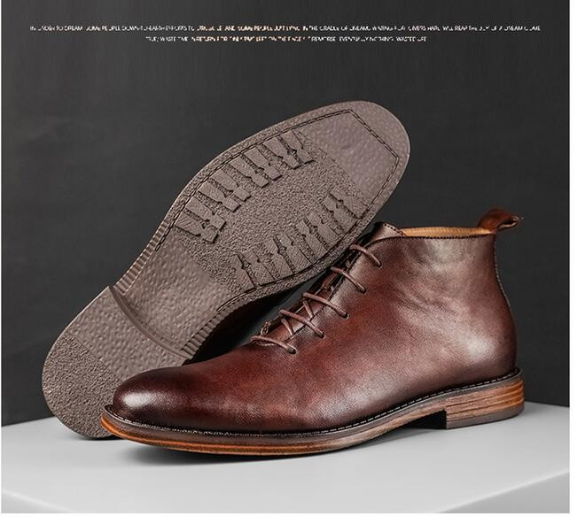2023 Nove poslovne cipele od kože Modne vintage čizme Udobna muška obuća Muške cipele na vezanje Gležnjače A027