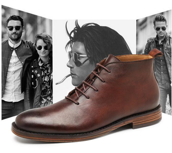 2023 Nove poslovne cipele od kože Modne vintage čizme Udobna muška obuća Muške cipele na vezanje Gležnjače A027