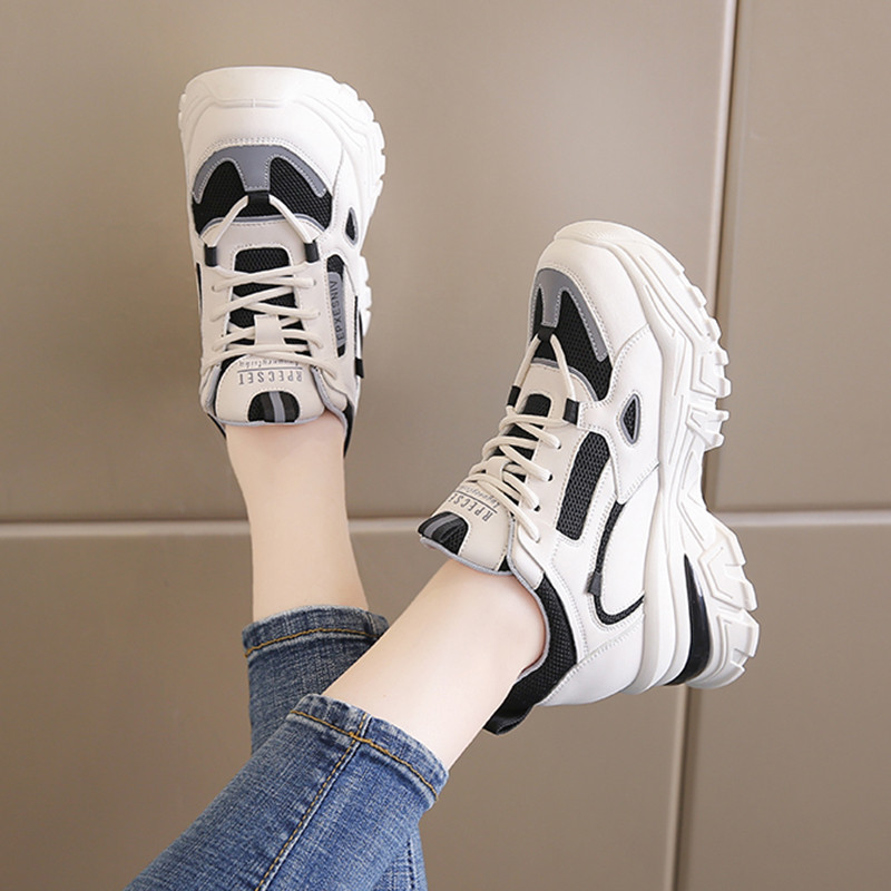 Pantofi cu tocuri ascunse Rimocy pentru femei, cu platformă din plasă respirabilă, pantofi sport pentru femei, pantofi ocazionali care cresc înălțimea amestecului de culori