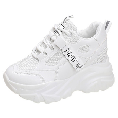 Γυναικεία αθλητικά παπούτσια με κρυφό τακούνι που αναπνέει, καλοκαιρινά, φθινοπωρινά, χοντροκομμένα παπούτσια Vulcaize, γυναικεία παπούτσια με κορδόνια, αυξανόμενο ύψος για περπάτημα