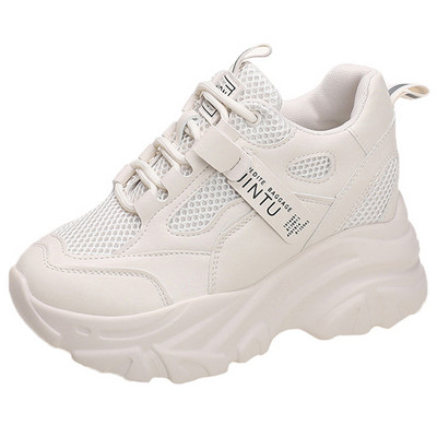 Γυναικεία αθλητικά παπούτσια με κρυφό τακούνι που αναπνέει, καλοκαιρινά, φθινοπωρινά, χοντροκομμένα παπούτσια Vulcaize, γυναικεία παπούτσια με κορδόνια, αυξανόμενο ύψος για περπάτημα