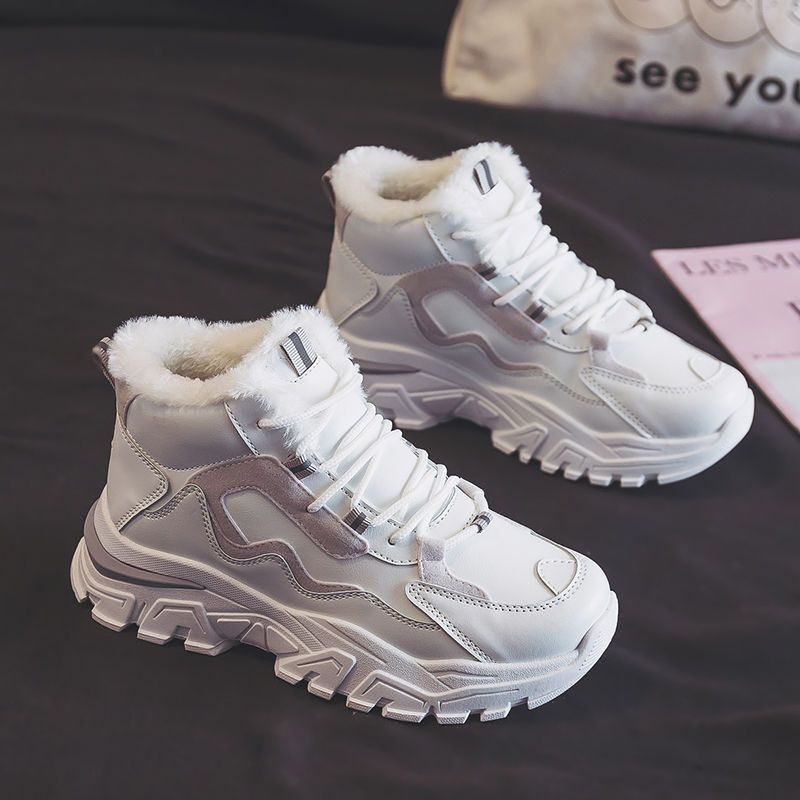 Ženske čizme s podstavom od flisa Vodootporni potplat Debele tenisice na vezanje Zimske tople tenisice za trčanje na otvorenom