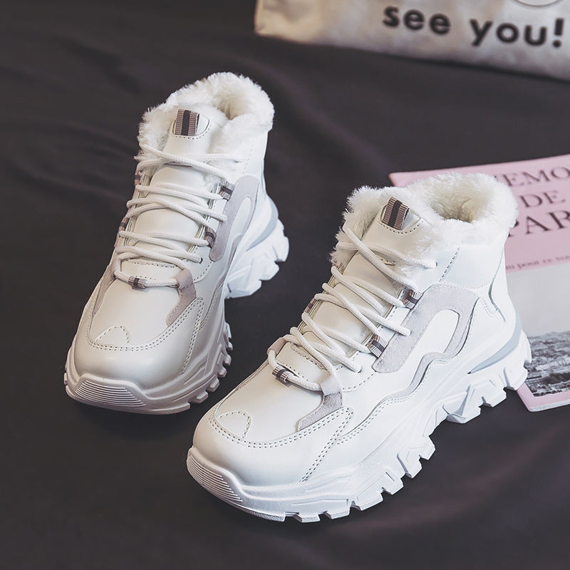 Ženske čizme s podstavom od flisa Vodootporni potplat Debele tenisice na vezanje Zimske tople tenisice za trčanje na otvorenom