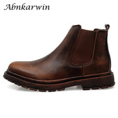 Toamna Iarna Glezna Piele Chelsea Boots Barbati Maro Negru Botas Hombre Cuero Bottine Botki Bottines Homme